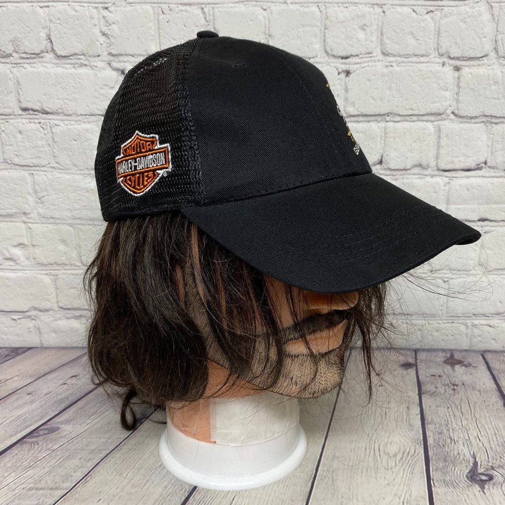Miller Genuine Draft Trucker Hat Mesh Snapback Black Harley Davidson Motorcycles